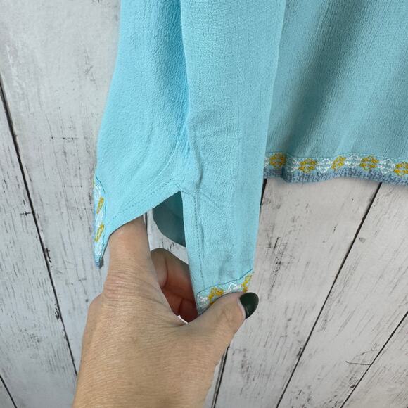 Soft Surroundings Blue River Island Embroidered Tunic 3/4 Sleeve Plus Size 2X - Picture 6 of 16